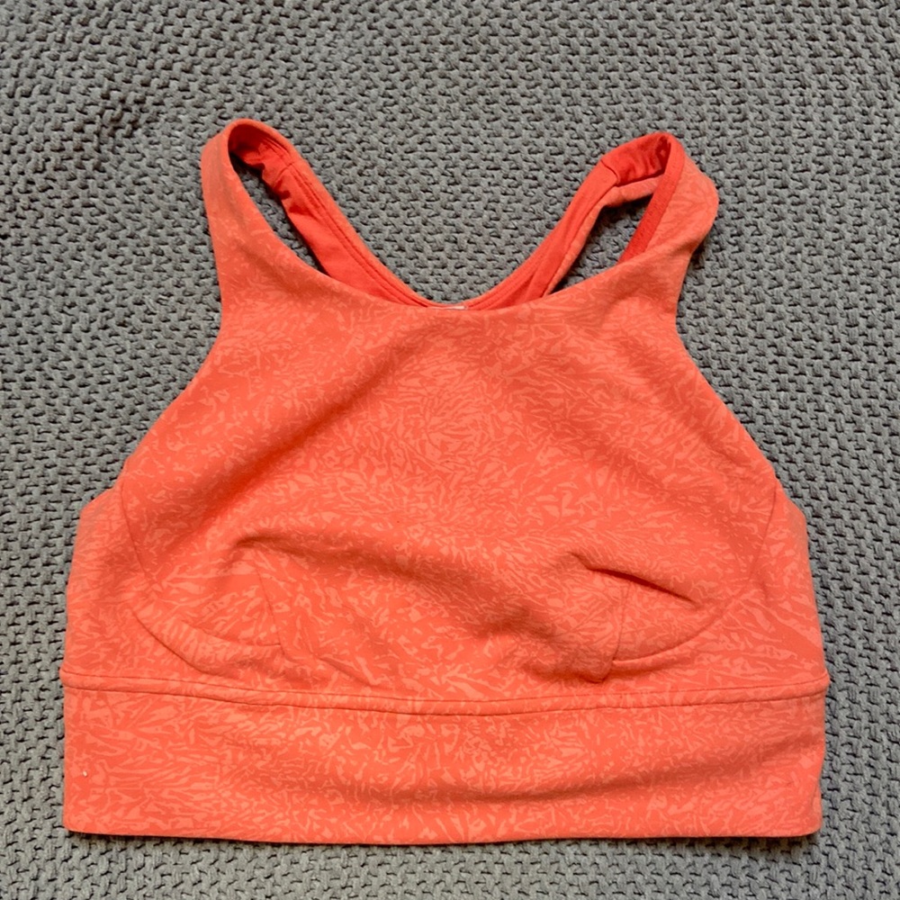 Orange Lululemon High Neck Racerback Crop Bra